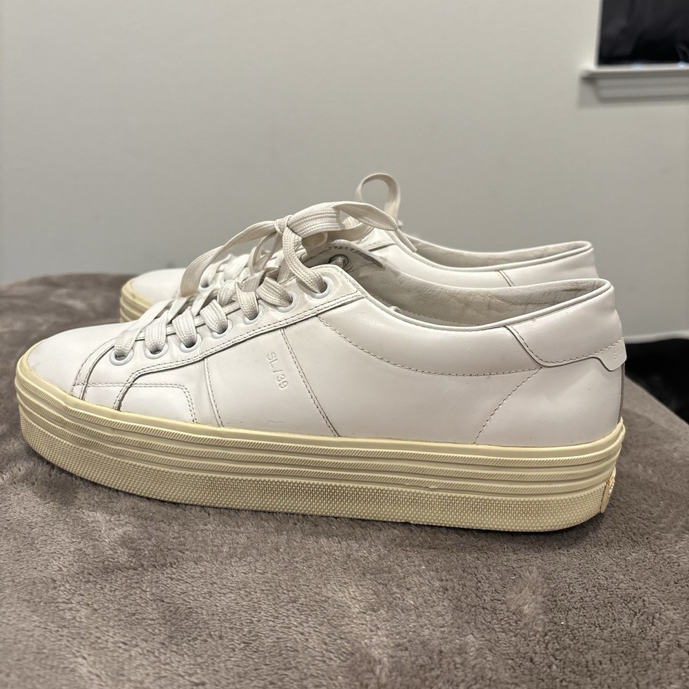 Saint Laurent Signature Court Classic SL/39 Womens 7.5 White Platform Sneakers